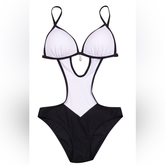 🖤🤍NEW Monokini Black & white. Sz Medium, TUMMY CONTROL Swimsuit/One-piece - Picture 4 of 8